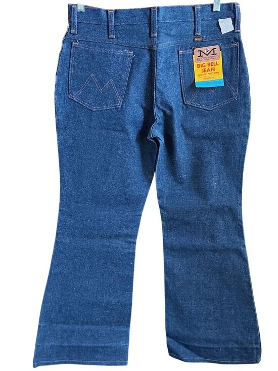 Vintage Men's Bellbottom Jeans 33x30 Maverick Big Blue Bell Deadstock 1970's NEW - Picture 1 of 7